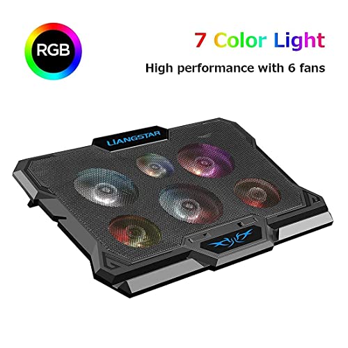 Laptop Cooling Pad, Laptop Cooler with 6 Quiet Led Fans for 15.6-17 Inch Laptop Cooling Fan Stand