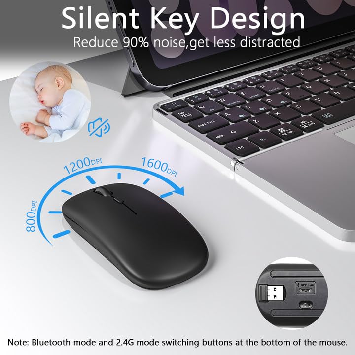 Foldable Keyboard and Mouse, MEKO Folding Wireless Bluetooth Keyboard and Mouse Combo Portable Travel Keyboard with Touchpad and Holster Stand for Business Travel Compatible Mac Laptop iPad Tablet