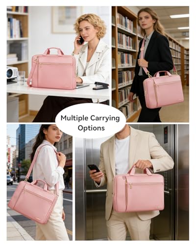 Laptop Bag Case for Women Men Messenger Briefcase Bag, 15.6 16 Inch | Compatible with MacBook Pro M5/HP OmniBook Omen Envy/Dell Pro Inspiron/Lenovo Yoga IdealPad, Carrying Computer Bag, Pink - color: Pink, size: 15.6 inch
