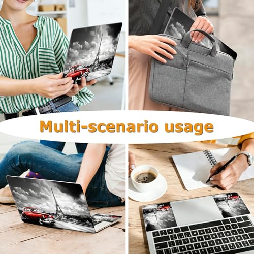 Universal Laptop Skin Sticker with 2 Wrist Pad Decals, 3-Piece Removable Vinyl Laptop Cover, Paris Eiffel Tower Waterproof Anti-Scratch, Easy-Trim Fit for 13.3" 14" 15.6" Laptops - color: Paris Eiffel Tower