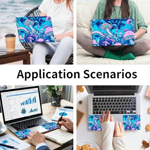 Laptop Skin Sticker 3-Piece Set,Psychedelic Mushroom | Trim-to-fit 3-piece vinyl set with one 15 x 10.6 in lid skin and two palm-rest decals for many 12-15.6 in laptops - color: Psychedelic Mushroom