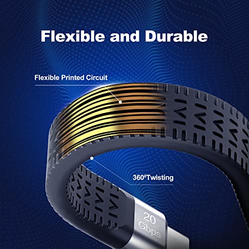 Rixmie Short 5-Inch USB-C to USB-C Cable, 100W PD, 20Gbps, 4K 60Hz | Built-in E-Marker; compatible with MacBook, iPhone 15-17, Android Auto, power banks and external SSDs