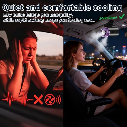 2026 Personal Portable Car Clip-On Air Conditioner Fan with 360° Rotation 199 Speeds Adjustable USB Rechargeable LED Display for Office Car Outdoor Beach (Pink) - color: Pink