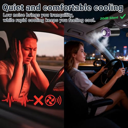 2026 Personal Portable Car Clip-On Air Conditioner Fan with 360° Rotation 199 Speeds Adjustable USB Rechargeable LED Display for Office Car Outdoor Beach (White) - color: White