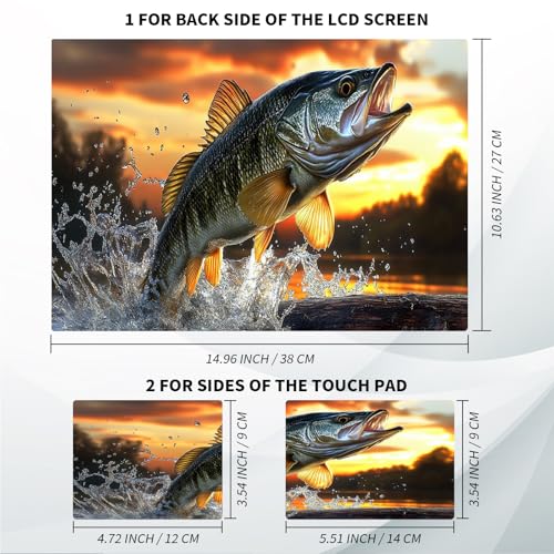 Universal Laptop Skin, DIY Cut-to-Fit Vinyl Cover Compatible with HP, Dell, Lenovo, Mac (13.3" to 15.6"), Anti-Scratch, No Residue & Bubble-Free Protective Decal Sticker, Bass Fishing Sunset - color: Bass Fishing Sunset