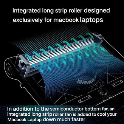 Cooling Pad for MacBook Air Pro 14 15 16 17 Inch Laptop, Semiconductor Cooler with Integrated Roller Fan, 5 Height Adjustment Ergonomic Design, Low Noise Quiet Operation for Mac Notebook (black) - color: Black