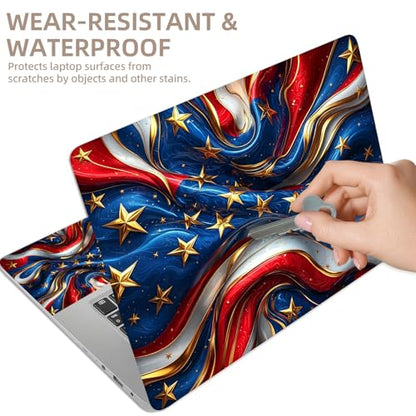 Universal Laptop Skin Sticker for 12/13/14/15.6 Inch Laptops, Reusable Vinyl Laptop Decal Cover, Waterproof Scratch Resistant Notebook Skin with 2 Wrist Pads,Gilded National Flag - color: Gilded National Flag