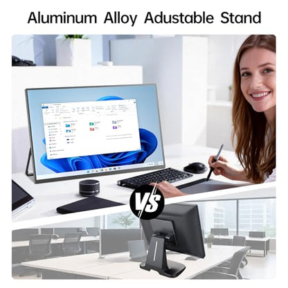 Portable Monitor 18.5'' 1080P 100Hz 100% sRGB, Aluminum Alloy Shell, IPS Travel Monitor with USB-C HDMI Large Portable Screen for Laptop MacBook PC PS4/5 Gaming Monitor with Kickstand - size: 18.5"