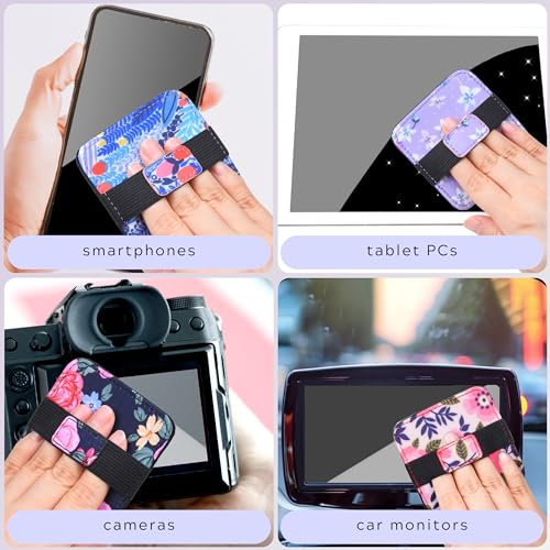 Eco-Fused 6X Screen Cleaning Pads - Gliiter Floral Microfiber Cleaning Cloth Pads - Screen Cleaner Screen Wipes for Electronics - Glasses Cleaning Cloths - Tablets, Laptops, Tv, Smartphones - color: Floral - 6 Pack