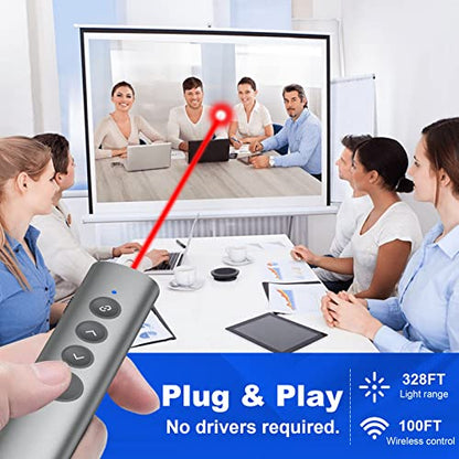 Rechargeable Hyperlink Presentation Clickers for PowerPoint, USB-C/A Presentations Power Point Remote Clicker, Wireless Presenter Remote for Computer/Mac/PPT/Google Slide Advancer - style: Metal 01 Red Laser