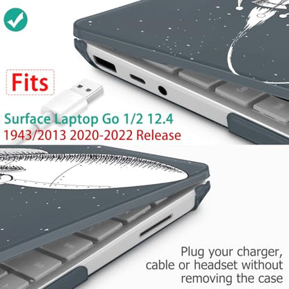 Mektron Surface Laptop Go 12.4 inch Case Compatible with Go 3/2/1 Microsoft Surface Laptop 12.4" Cover 2023-2020 Releases Model 1943/2013 Plastic Hard Shell Case with Screen Protector, Astronaut - color: Astronaut