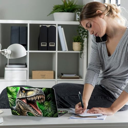 Laptop Skin Sticker Decal 12" 13" 13.3" 14" 15" 15.6",Waterproof Scratch Resistant Vinyl,Reusable Easy to Apply,for MacBook HP Dell Notebooks Netbooks Laptop,2 Wrist Pads,Dinosaur Green Forest - color: Dinosaur Green Forest