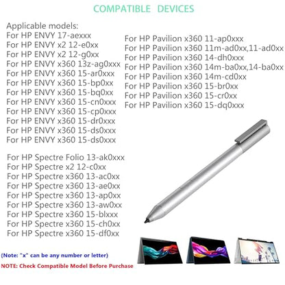 Genuine Digital Stylus Pen for HP Envy/Spectre 2-in-1 Series Laptops, Support MPP with Pressure Sensitivity, Compatible HP Active Pen 1MR94AA/905512-001, Silver - style: 1MR94AA