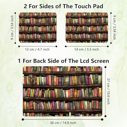 Laptop Skin Sticker Decal, Universal Reusable Vinyl Laptop Cover for 12" 13" 13.3" 14" 15" 15.4" 15.6" Notebook PC, Waterproof Scratch-Resistant with 2 Wrist Pads, Easy to Apply & Remove,Art Bookshelf - color: Art Bookshelf