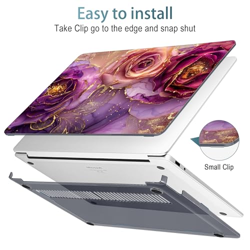 Mektron Printed Case for 2025 Microsoft Surface Laptop Windows 11 Copilot+ PC Surface Laptop 13 inch Touchscreen Display Cover Fits Model 2095, Marble Flowers - color: Marble Flowers