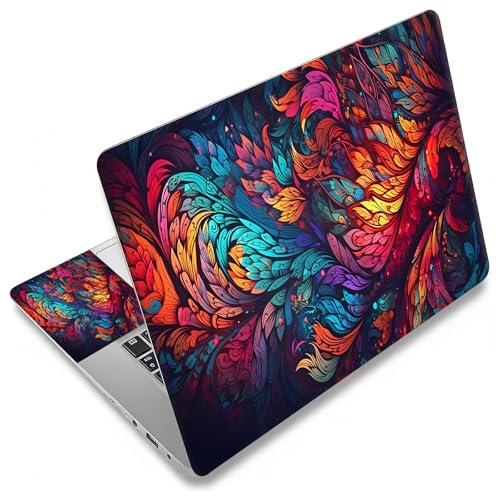 Laptop Skin Sticker Decal, Universal Reusable Vinyl Laptop Cover for 12" 13" 13.3" 14" 15" 15.4" 15.6" Notebook PC, Waterproof Scratch-Resistant with 2 Wrist Pads, Easy to Apply & Remove,Art Leaf - color: Art Leaf