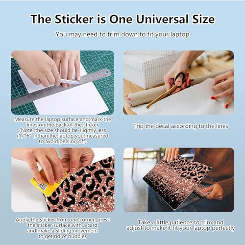 Universal Laptop Skin Sticker with 2 Wrist Pad Skins, Waterproof Scratch Resistant Vinyl Laptop Cover Decal, Cut to Fit for 11–15.6 Inch MacBook HP Dell Lenovo, Glitter Leopards - color: Glitter Leopards
