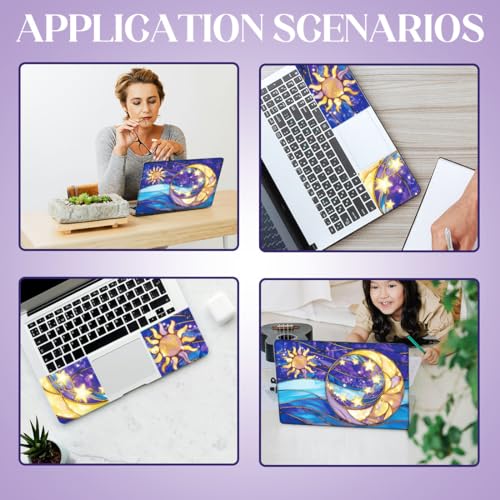 SUPERDANT Laptop Skin Sticker Moon Sun Laptop Decals Personalized Universal Notebook Computer Wrap Vinyl Skin Stickers Cover Art Decal Removable 12-15.6 Inch Waterproof Scratch-Resistant Yellow Blue