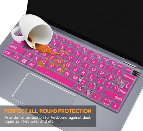 Large Print Keyboard Cover Skin for Dell Latitude 7420 7430 7440 7450 14", Latitude 14" 3440 3450 5420 5430 5431 5440 5450 9420 9430, Latitude 9510 9520 7520 15.6 & 7650 7640 16" Laptop, Hot Pink - color: Hot Pink
