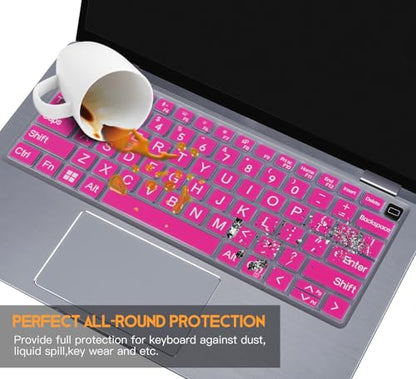 Large Print Keyboard Cover Skin for Dell Latitude 7420 7430 7440 7450 14", Latitude 14" 3440 3450 5420 5430 5431 5440 5450 9420 9430, Latitude 9510 9520 7520 15.6 & 7650 7640 16" Laptop, Hot Pink - color: Hot Pink