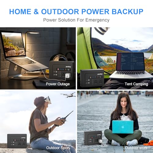 powkey 200W Portable Power Bank with AC Outlet 120V, 146Wh Power Station | Rechargeable Backup Lithium Battery Powered, Pure Sine Wave AC Outlet for Outdoor RV Trip Travel Home Office Emergency - color: Black
