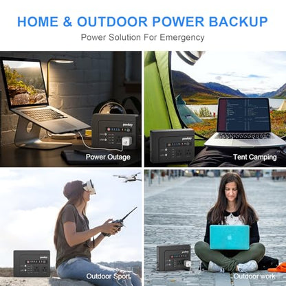 powkey 200W Portable Power Bank with AC Outlet 120V, 146Wh Power Station | Rechargeable Backup Lithium Battery Powered, Pure Sine Wave AC Outlet for Outdoor RV Trip Travel Home Office Emergency - color: Black