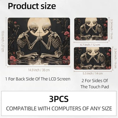 Skeleton Lovers Rose Garden Universal Laptop Skin Sticker 3PCS, Protective Decal Trim-to-Fit 11.6" 13.3" 14" 15.6" Laptop Vinyl Cover, Removable Anti-Scratch Computer Decal Protector - color: Skeleton Lovers Rose Garden