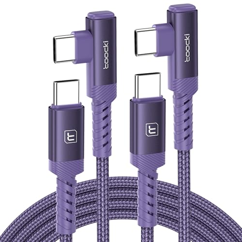 USB C to USB C Charger Cable, 60W Type C Charging Cable Cord, Right Angle Fast Charging USBC to USBC Cable for iPhone 17 16 15 Pro Plus Pro Max Air, MacBook Air/Samsung S25 Ultra /S24/ Note 20 - color: Purple, size: 3.3+3.3FT