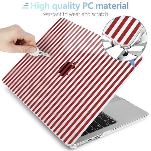 MEEgoodo Case for M5/M4/M3/M2 MacBook Air 13 inch Case 2026 2025 2024 2022, Fit Model A3449/A3240/A3113/A2681, Laptop Hard Shell Compatible with MacBook Air 13.6-inch, Red Stripes - color: Red Stripes