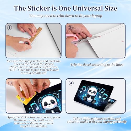 Universal Laptop Protective Skin,Trim-to-Fit Vinyl Sticker for 13–16 Inch Laptop,MacBook,Tablet & Notebook,Scratch-Proof Waterproof Cover,Music Panda - color: Music Panda