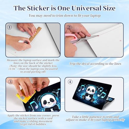 Universal Laptop Protective Skin,Trim-to-Fit Vinyl Sticker for 13–16 Inch Laptop,MacBook,Tablet & Notebook,Scratch-Proof Waterproof Cover,Music Panda - color: Music Panda
