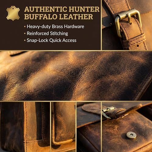 cuero Retro Brown Laptop Messenger Bag Office Briefcase Crossbody Travel Bag For Men And Women Bag Office Laptop Bag - size: 18 inch