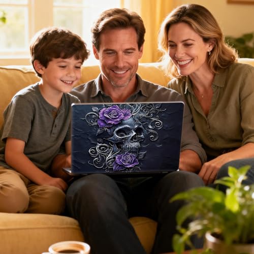 Universal Laptop Skin Sticker Decal for 11.6”12" 13" 13.3" 14" 15" 15.4" 15.6" Reusable Waterproof Scratch-Scratch Resistant Protective Vinyl Laptop Notebook Skin Stickers - Purple Flower Skulls - color: Purple Flower Skulls