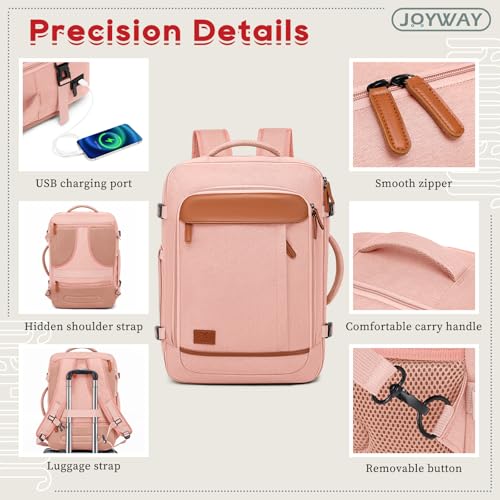 Joyway Expandable Carry on Luggage Sets Airline Approved, Lightweight Hard Shell 20 Inch Carry-on Suitcase with Spinner Wheels (Carry on luggage，Pink) - color: Pink, size: Carry on luggage