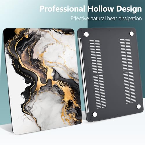 DONGKE Compatible with MacBook Air 13 inch Case 2021 2020 2019 2018 Release A2337 M1 A2179 A1932 with Retina Display & Touch ID, Plastic Hard Shell & Keyboard Cover - Abstract Marble - color: Abstract Marble D159