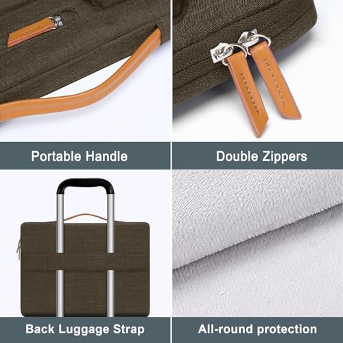 MOSISO 360 Protective Laptop Case 13.3 inch, 13-13.3 inch Laptop Sleeve | Compatible with MacBook Air/Pro 13 / Pro 14,HP Dell Acer ASUS, Side Open Carrying Case with 4 Zipper Pockets, Carob Brown - color: Carob Brown, size: 13.3 inch