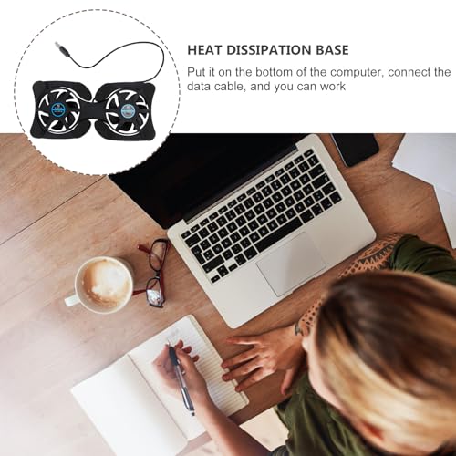 SEWACC Portable Foldable Laptop Cooler Fan with Dual USB Fans, Compact Dark Notebook Cooling Pad for Gaming and Office Use, Lightweight Computer Cooling Stand