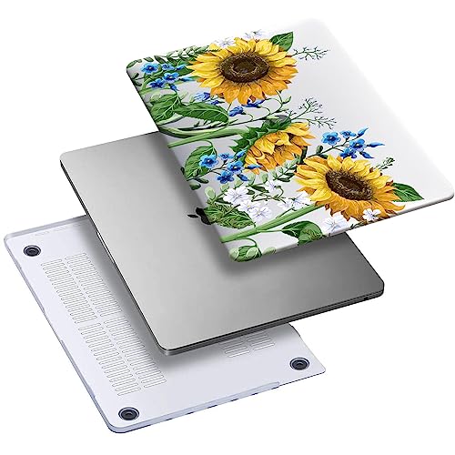 Compatible with MacBook Air 13 inch Case 2022 2021 2020 2019 2018 Release M1 A2337 A2179 A1932 Retina Display Touch ID, Plastic Hard Shell Case & Keyboard Cover, Sunflower - color: 01 Sunflower