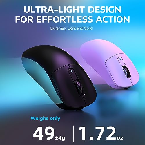 ATTACK SHARK X3 49g Ultra-Lightweight Wireless Gaming Mouse, Black | Bluetooth 5.2/2.4G Wireless/Wired, PAW3395 Gaming Sensor, 26K DPI, 200h Battery Life, Programmable Buttons for PC/Mac/Win - color: Black