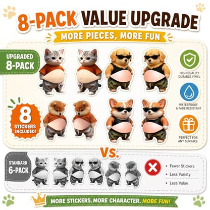 8 Pack Cute Puppy Silicone Squishy Stickers, 3D Self Adhesive Anti-Collision Bumper Pads, Soft Decorative Protector Pads for Laptop, Phone, Notebook, Water Bottle, Car