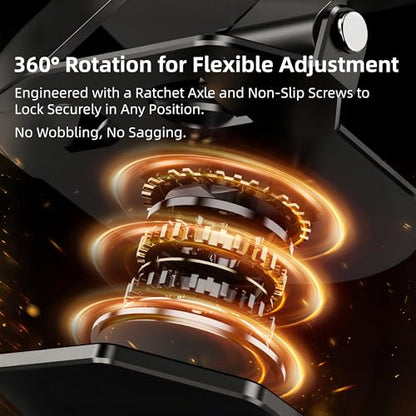 360° Rotatable Metal Tablet Stand, Adjustable Folding Desktop Stand for iPad/iPhone/Switch, Universal Use for Office/Movie/Studying/Drawing/Gaming - color: Black