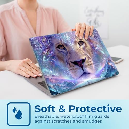 Reusable Universal Laptop Skin Sticker, Cut to Fit for 11.6–15.6 Inch Laptops, Waterproof Protective Film, No-Residue - Galaxy Lion - color: Galaxy Lion