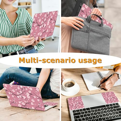 Universal Laptop Skin Sticker with 2 Wrist Pad Decals, 3-Piece Removable Vinyl Laptop Cover, Cherry Blossoms Waterproof Anti-Scratch, Easy-Trim Fit for 13.3" 14" 15.6" Laptops - color: Cherry Blossoms