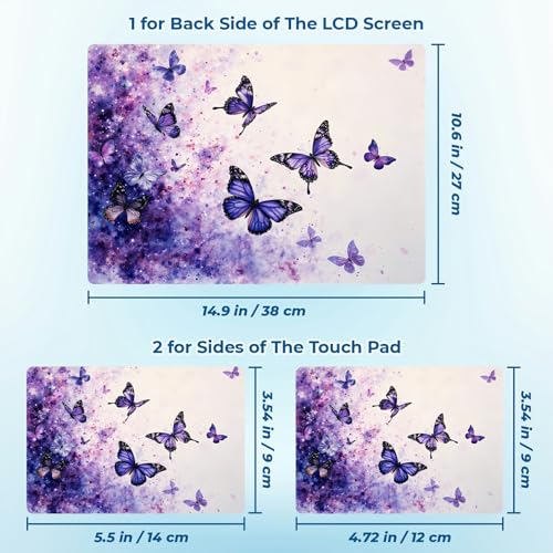 Reusable Universal Laptop Skin Sticker, Cut to Fit for 11.6–15.6 Inch Laptops, Waterproof Protective Film, No-Residue - Violet Butterflies - color: Violet Butterflies