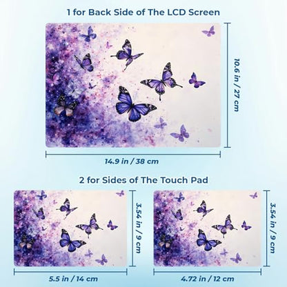 Reusable Universal Laptop Skin Sticker, Cut to Fit for 11.6–15.6 Inch Laptops, Waterproof Protective Film, No-Residue - Violet Butterflies - color: Violet Butterflies