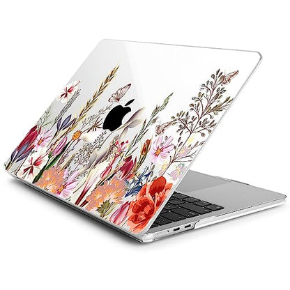 Batianda Case for MacBook Air 15" with M5 M4 M3 M2 Chip, Botanical Meadow | 4-in-1 Set with Bright Color Botanical Design, Lightweight Slim Hard Shell Protection For School Girls Women and Travelers - color: Flower field