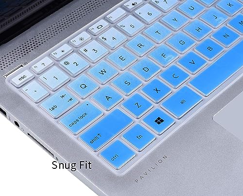 Keyboard Cover for HP Pavilion x360 14 & HP Laptop 14-dq0040nr/HP 14-dq/dh/dk 14-fq 14-cd/ce/cf HP Ultrabook 14, 14-dq5009nr 14-dq6015dx 14-dq0760dx 14-dq0762dx 14-dq0703dx 14-dq0052dx dq5043cl - color: Ombre Blue