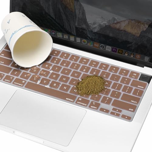 MOSISO Keyboard Cover Skin Compatible with MacBook Air 15 inch M3 M2 | A3114 A2941/Air 13.6 A3113 A2681/Pro 14/16 M4 M3 M2 M1, Caramel Brown - color: Caramel Brown