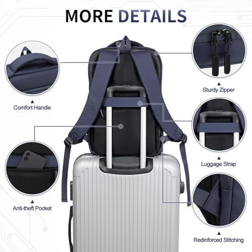 Small Inch Laptop Backpack with USB A/C Port, Slim Water-Resistant Computer Backpack for Work, College and Travel, Blue - color: Blue