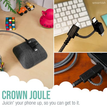 Smartish USB-C/Lightning Cable 17/16/16e/15/14 - Crown Joule - 6Foot Universal Fast Fabric Wrapped Charging Cable w/Micro-USB - MFi Certified 13/12/SE/iPad/AirPods/Android - Black - color: No. 2 Pencil Gray, size: USB to USB-C/Lightning/Micro